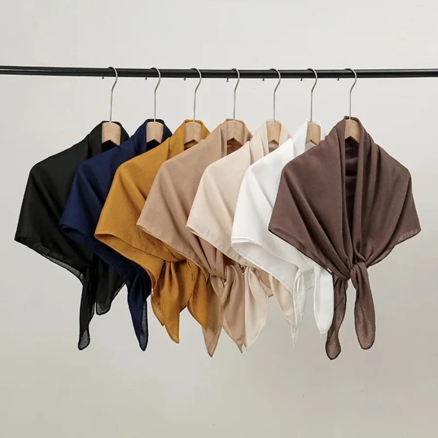 Sciarpe Quadrate Sottili e Morbide 90*90cm per Donne, Hijab in Cotone e Lino Tinta Unita, Accessori per Borse
