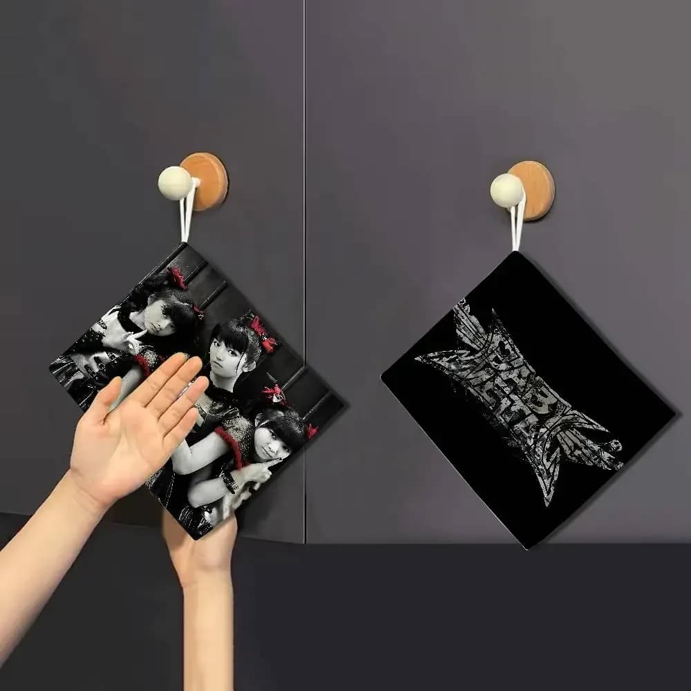 Asciugamano da cucina con motivo musicale della band giapponese B-BABYMETAL, materiale in cotone poliestere, asciugamano resistente all'usura per la pulizia delle mani, per la casa