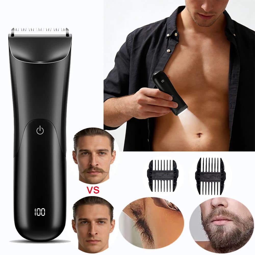 Razor for Male Body, Professional Machine for Inguine and Barba Razor, Wireless Rechargeable Epilator for Men