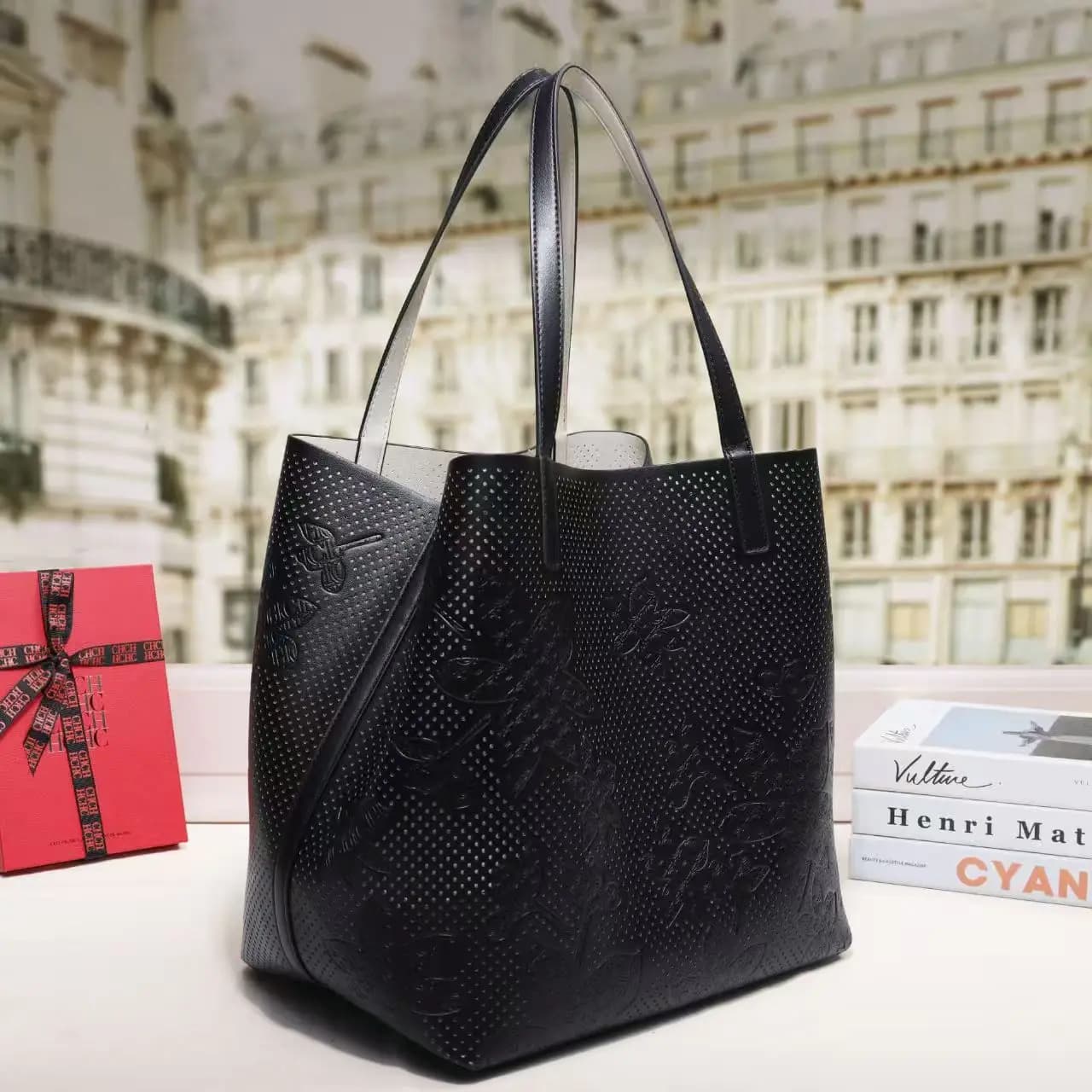 CH Women's Mother-Child Bag Fashion Solid Color Embossed Large Capacity Handbag Shoulder Bag Shopping Bag Women's Bag