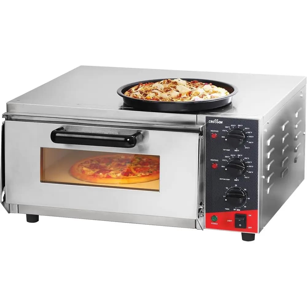 Forno elettrico per pizza da banco commerciale da 16 pollici certificato ETL con pietra refrattaria, forno per pizza multiuso per interni o per uso in ristoranti, 120