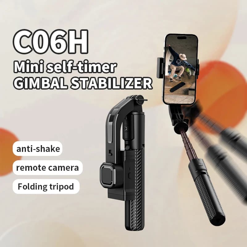 FANGTUOSI 2025 Nuovo stabilizzatore cardanico portatile Bluetooth Supporto per selfie stick per telefono cellulare regolabile, portatile per smartphone dal vivo