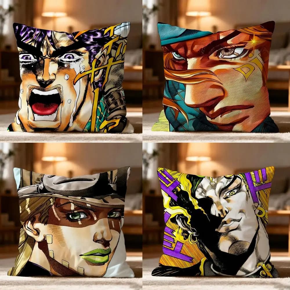 JoJos Bizarre Adventure Cushion Cover Cushion Cover Soft Washable Pillow Case Multi-Scene For Couch Bed Travel Office Use