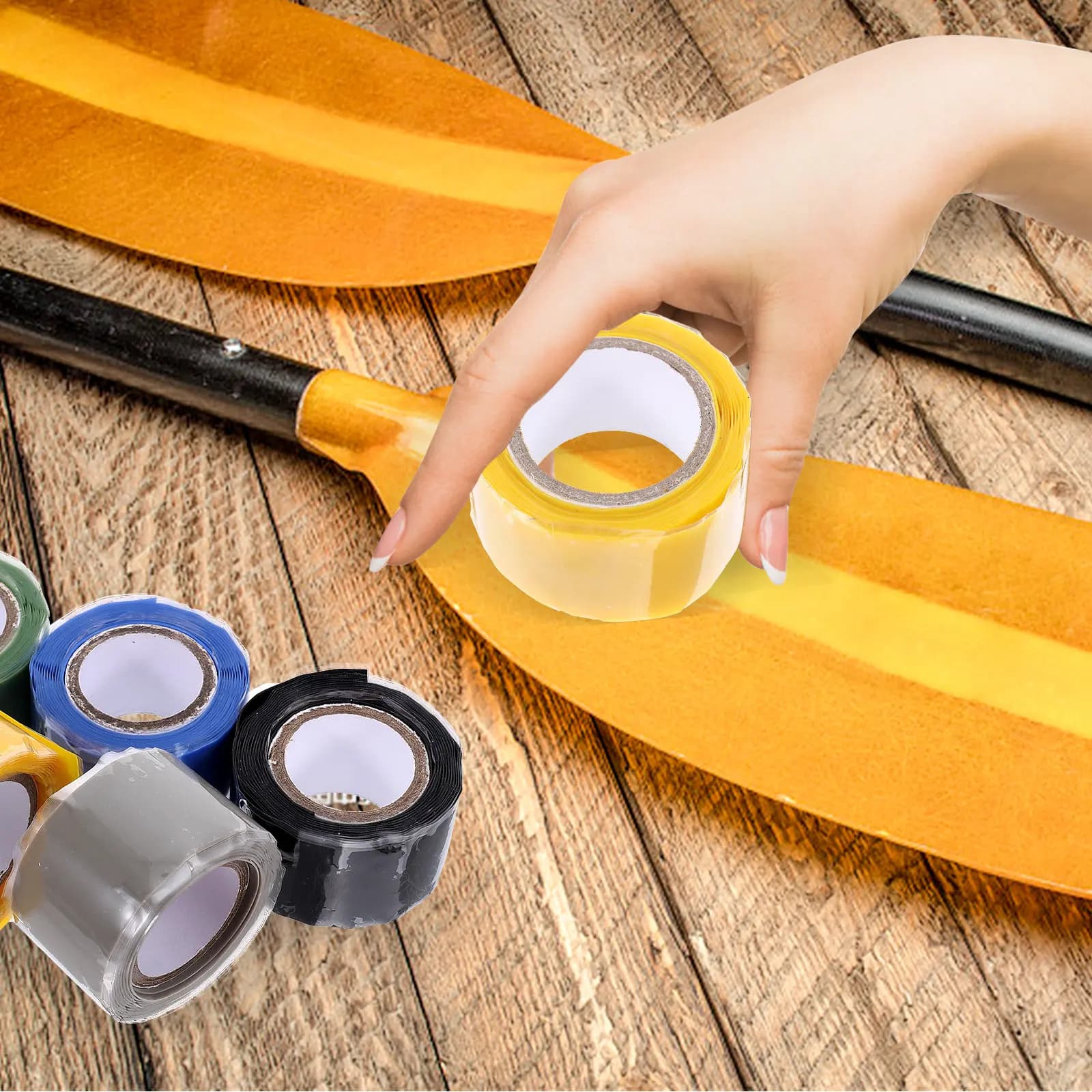 5 Rotoli di Nastro Antiscivolo per Impugnatura Pagaia Kayak in Silicone, Copertura Professionale per Manico della Pagaia, Lavorazione Artigianale di Lunga Durata