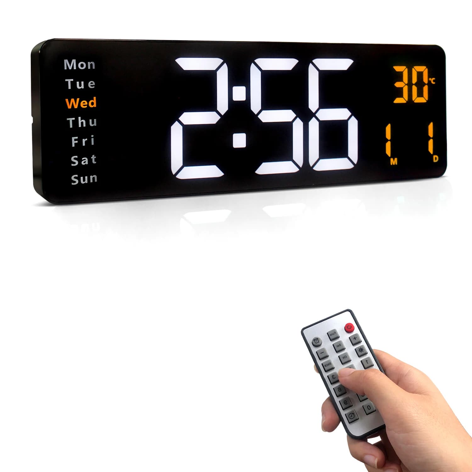 Grande orologio da parete digitale Temp Date Week Display telecomando spegnimento memoria orologio da tavolo doppio allarme montato a parete orologi a LED