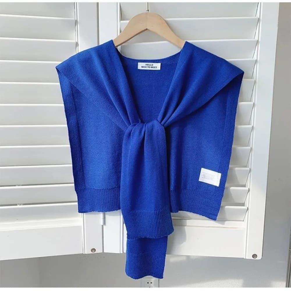 Sciarpa a Maglia alla Moda, Sottile, Tinta Unita, Collo Finto, Protezione per il Collo, Sciarpa Annodata per Spalle, da Donna