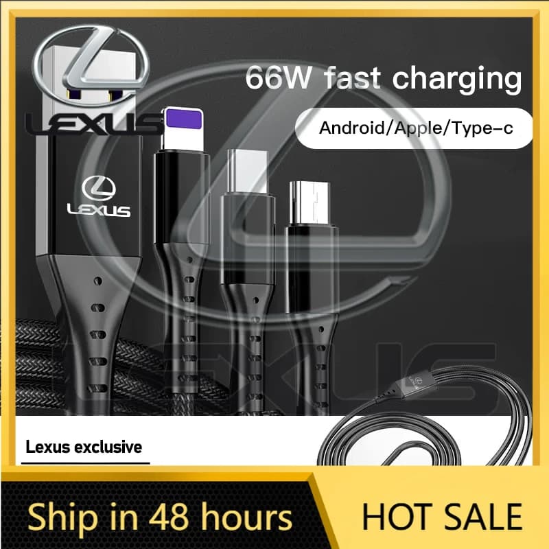 USB cable Type C 3 in 1 for fast charging, 2026 Hot internal stickers for Lexus RX300 IS200 IS250 ES350 CT200h UX250h NX3