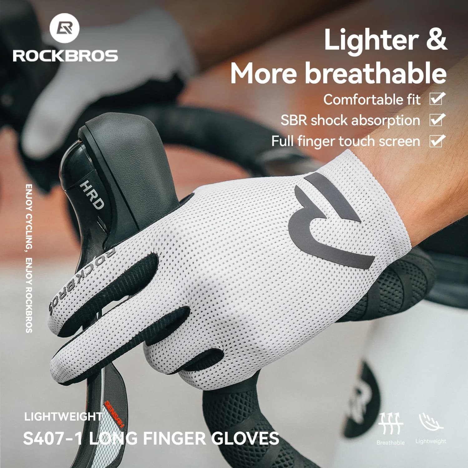 Guanti da Ciclismo ROCKBROS Primavera-Estate, Leggeri e Traspiranti, Guanti Integrali Antiscivolo con Assorbimento degli Urti e Imbottitura SBR