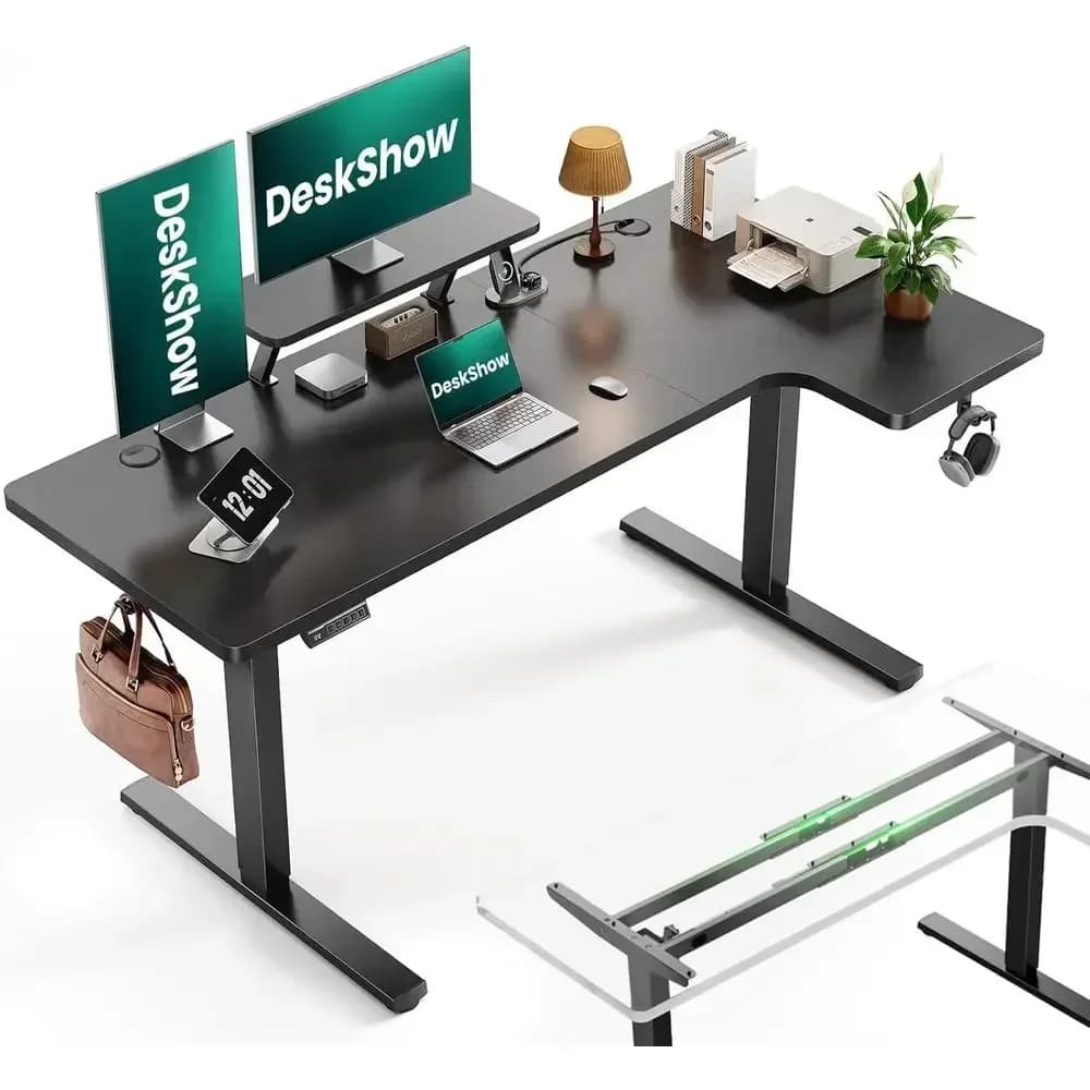 63 Adjustable Electric Standing Desk with Flexible Monitor Stand for Home or Office Use
