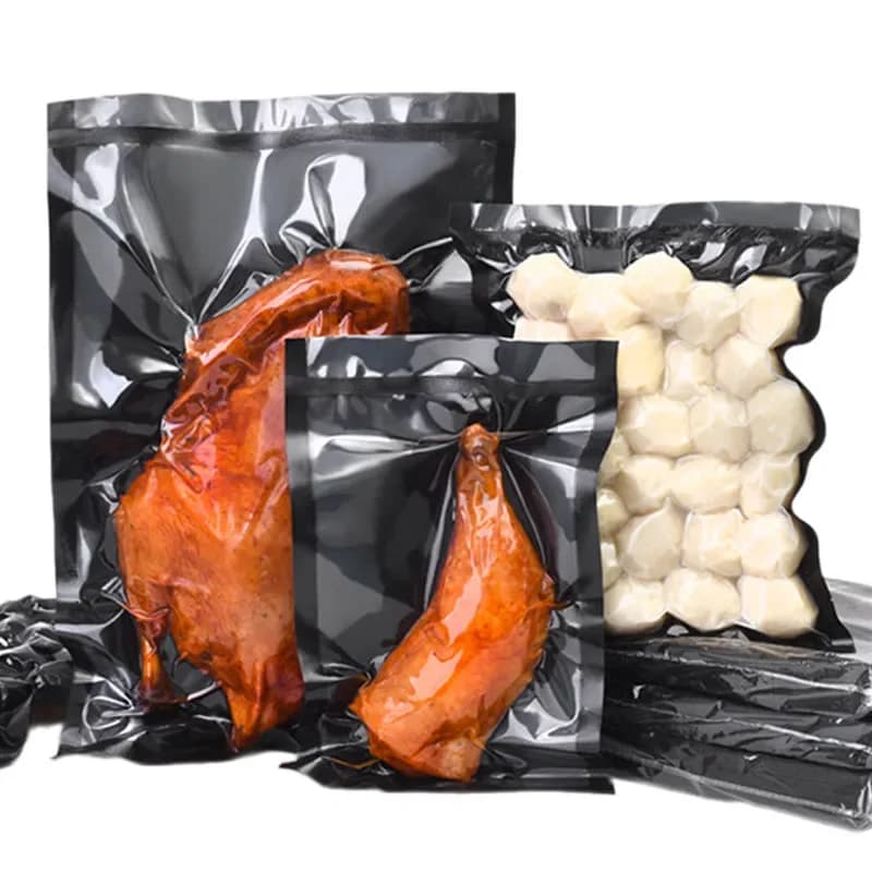 100 pezzi sacchetti sottovuoto in nylon nero sacchetto sigillante per alimenti freschi traslucidi carne salsiccia frutta secca sacchetti per imballaggio forniture per la cucina di casa