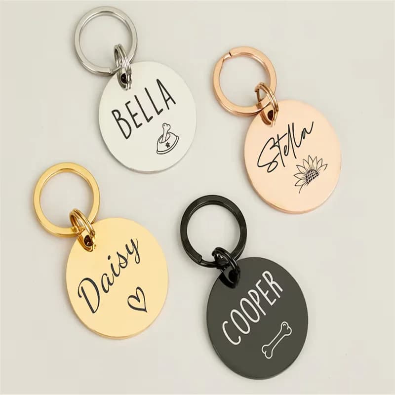 Accessorio per collare silenzioso con targhetta identificativa per animali domestici incisa su entrambi i lati personalizzata per cani e gatti con nome personalizzato e numeri