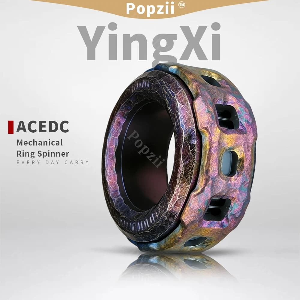 ACEDC Anello Multifunzionale in Lega di Titanio, Fidget Spinner per Incisione DIY, Giocattolo Antistress per Adulti