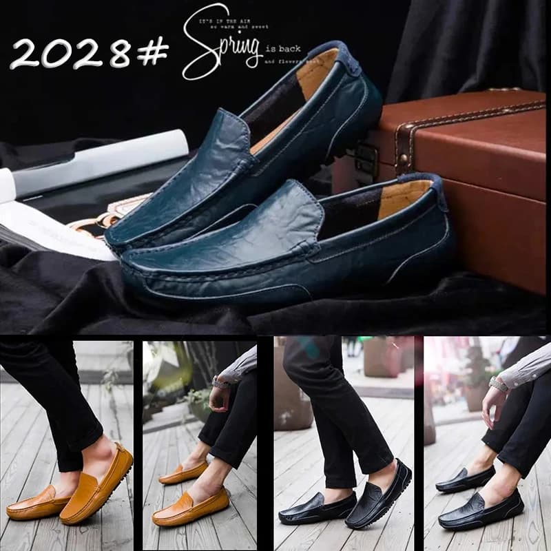Mocassini in Pelle da Uomo, Scarpe Casual Slip-on, Sneaker alla Moda per Uomo