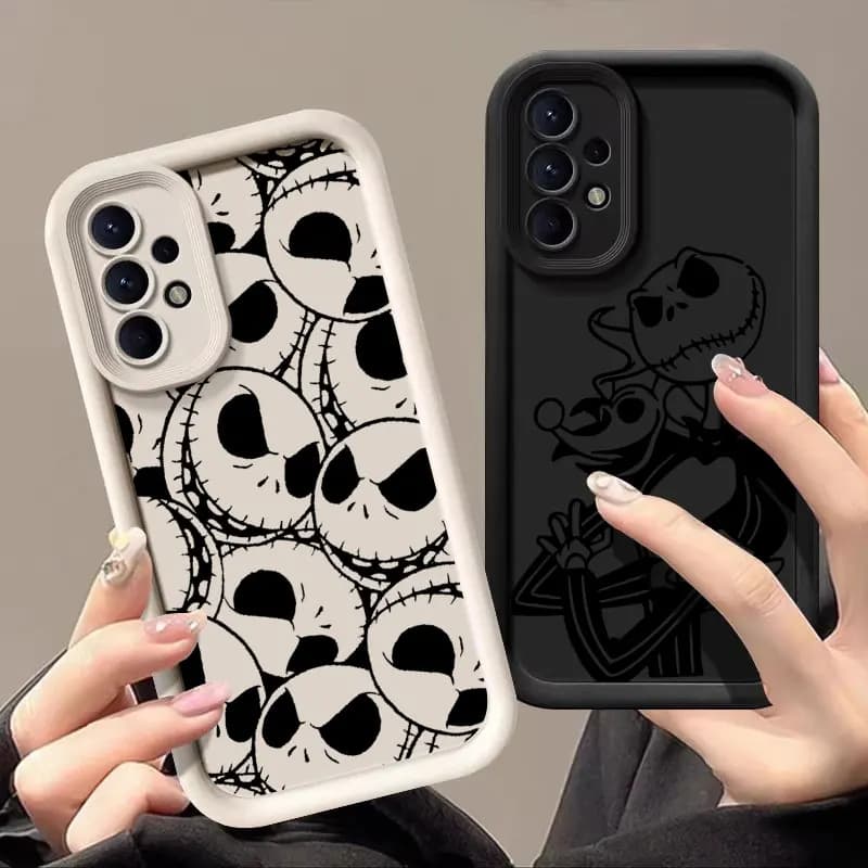 Cover in Silicone Morbido Jack Sally Skellington per Samsung Galaxy A57 A56 5G A37 A36 A17 A07 A26 A16 A06 A55 A52 A14 A73 A34