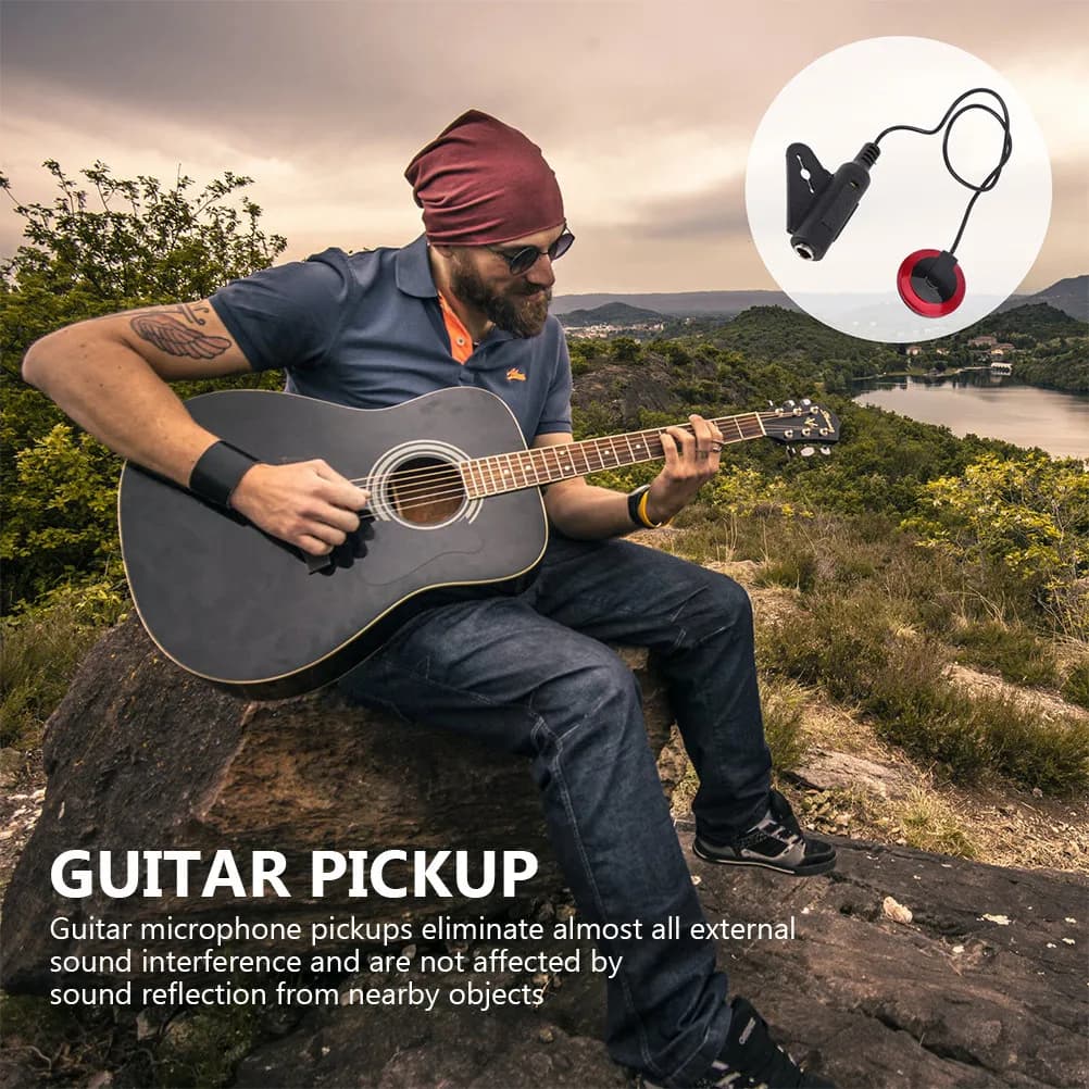 Set di Pickup per Chitarra Multiuso, Accessorio per Strumenti Acustici con Installazione Senza Fori, Facile da Installare per Ukulele e Banjo