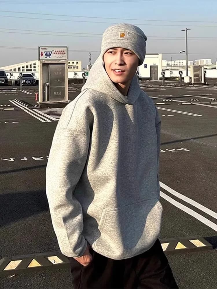 Felpa con cappuccio Heavyweight Cleanfit da uomo, oversize, sportiva, autunno inverno, stile americano, a maniche lunghe, trendy