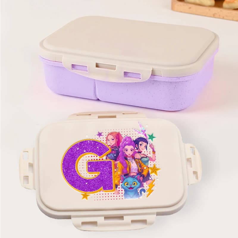Kpop Demon Hunters Letter A-Z Bento Box Rumi Mira Zoey Lunch Box per studenti Scuola Ufficio Microonde Contenitore portatile per frutta e cibo