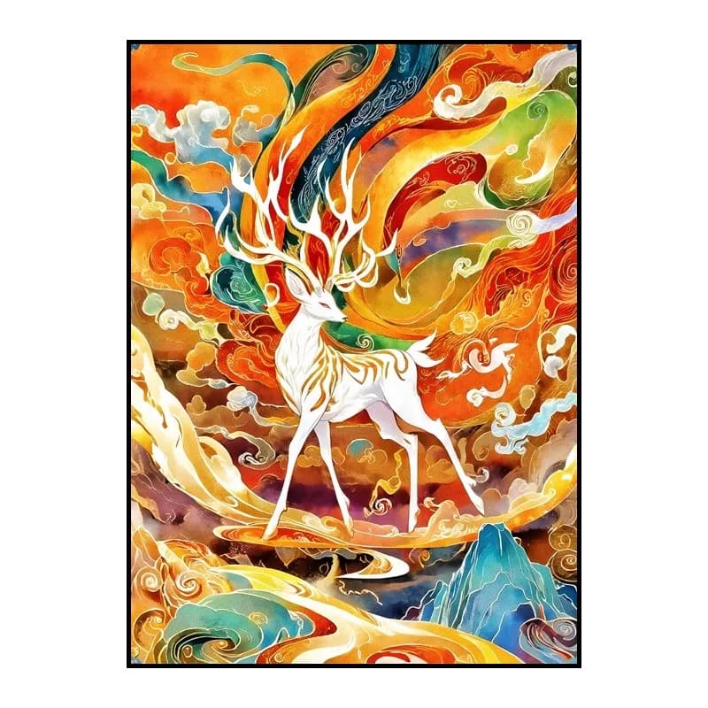 11CT 9CT Colorful Deer Embroidery DIY Printed Kits Cross Stitch Cotton Needlework Sets Crafts With Needles