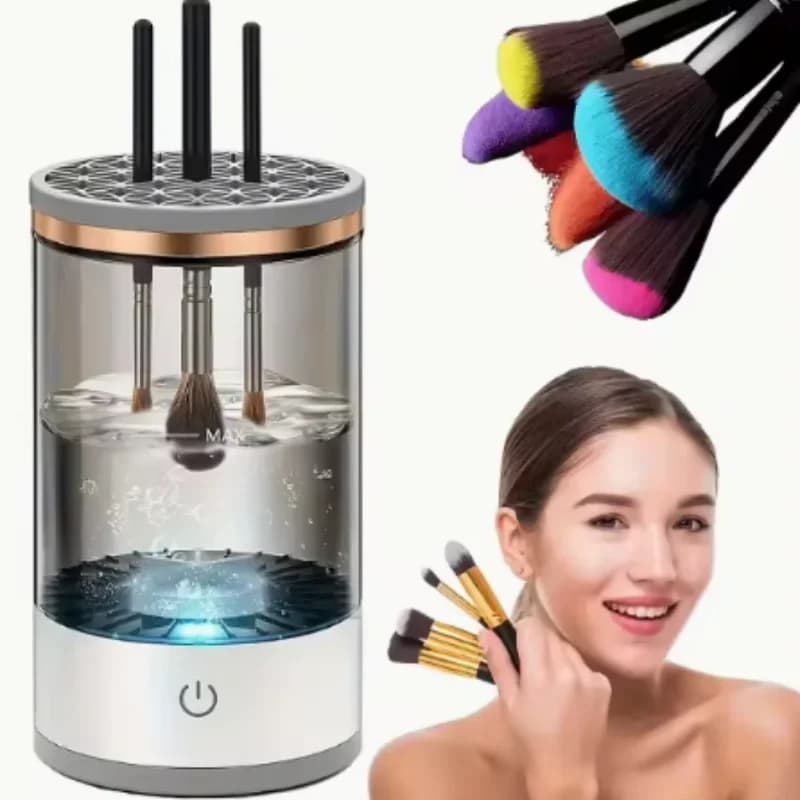 Portable Makeup Brush Cleaner with Electric USB Grip with Rubber Makeup Machine Quick Cleaner Brus Collar Brush
