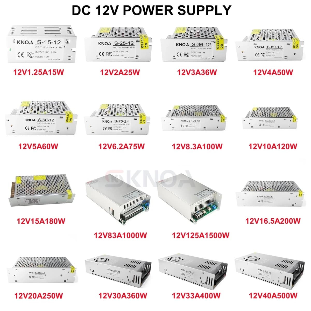 Alimentatore 12V 1A 2A 3A 4A 5A 6A 8A 10A 15A 20A 30A 40A 50A 100A 125A Alimentatore switching 12 V Volt 220 V a 12 V AC-DC SMPS