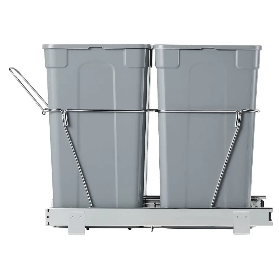 Kitchen Cabinet Pullout Garbage Bin 27QTx2 Dual Under Sink Waste Disposal and Recycling Unit Under Counter Trash Holder Equippe