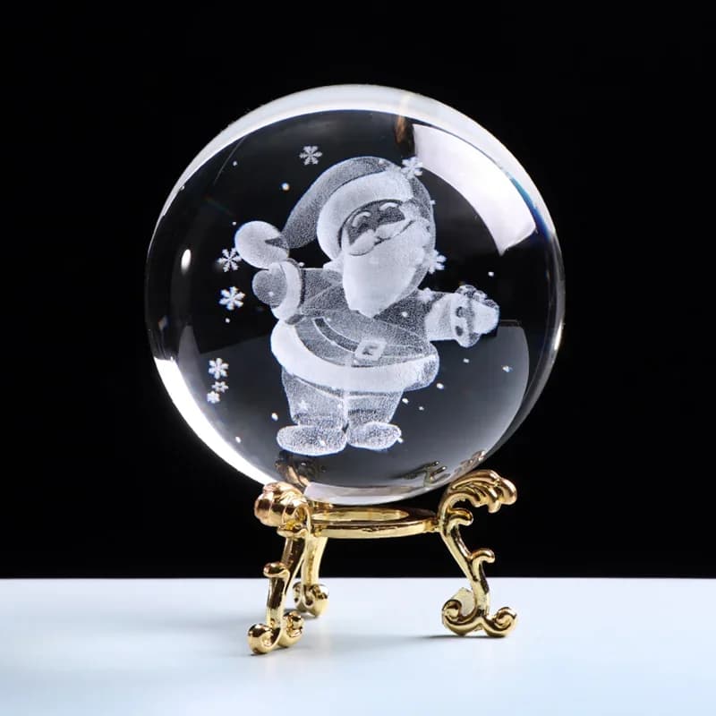 60/80MM 3D Natale Babbo Natale o Albero Sfera di cristallo Sfera di vetro Artigianato di cristallo per bel regalo Decorazioni per la casa Regali di Natale di compleanno