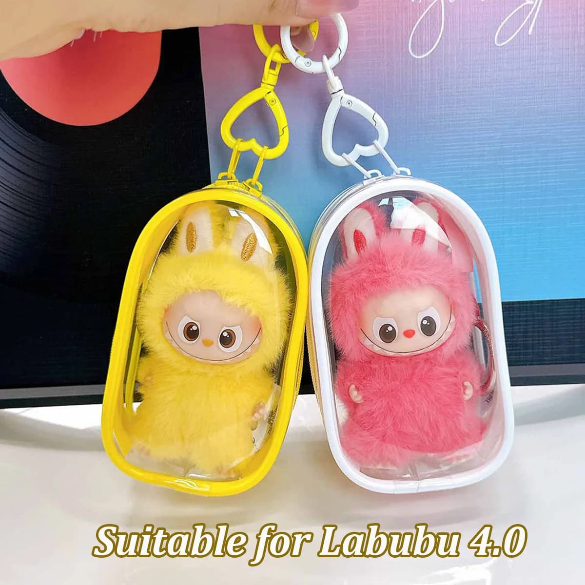 For Mini Labubu Protector Case Organizer Box for 10.5cm Labubu 4.0 The Monsters Pin for Love Series Outdoor Display Bag