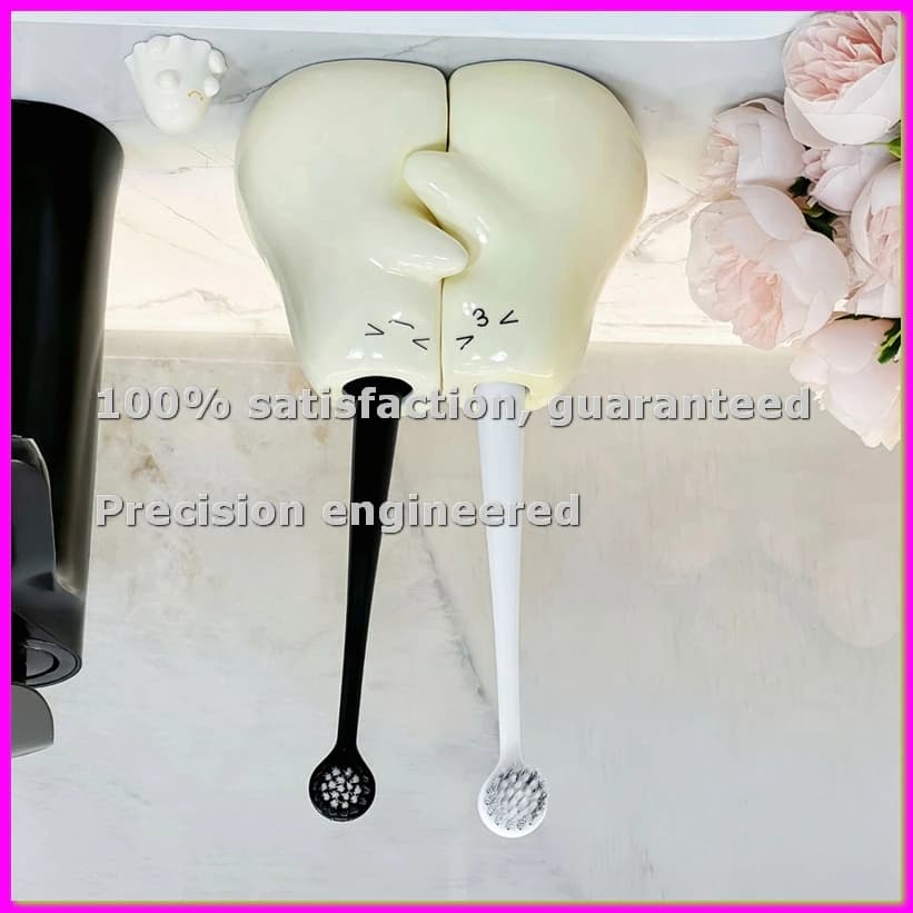 Portaspazzolini in Ceramica per Bagno, Set di 2 Graziosi Portaspazzolini da Appoggio per Bagno, Casa, Ufficio, Decorazione da Tavolo - AD23