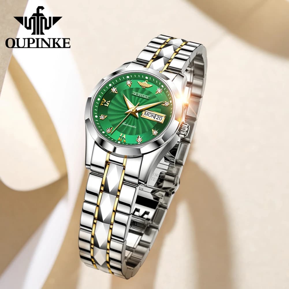 OUPINKE 3169 Brand Luxury Elegant Womens Watch Automatic Mechanical Day Date Watch For Ladies Luminous Waterproof Original Watch