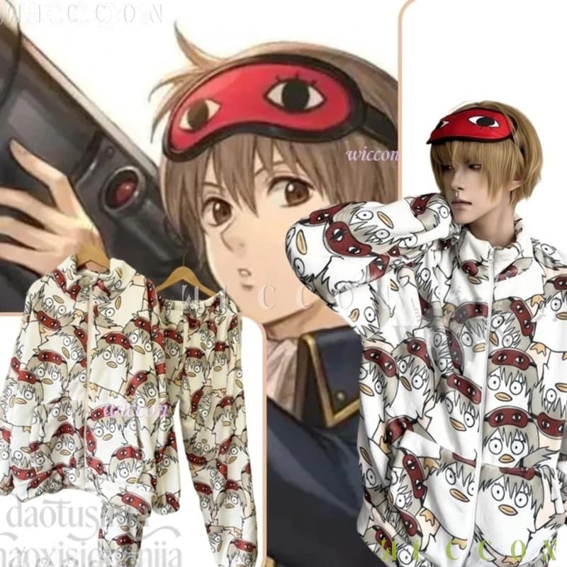 Anime cosplay adulto KINTAMAD Cosplay Sougo Fanart Flannel Pajamas Cute Cartoon Pattern Original Design White disfraz mujer