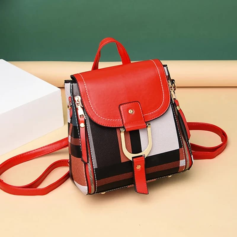 Borse a tracolla per zaino in pelle Pu piccole alla moda per le donne zaino da scuola scozzese retrò borsa per la spesa da viaggio di alta qualità