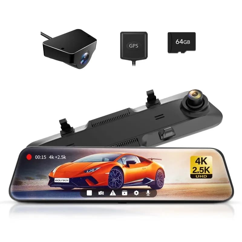 Wolfbox G900 12" Touch Screen 4K Camera car recorder with double front and rear lens