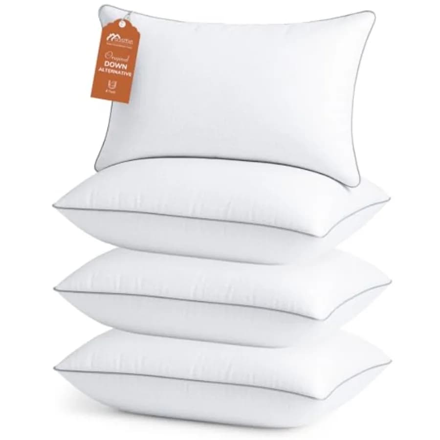 Firm Size Pillows Set of 4, Bed Pillows for Side, Back, and Stomach Sleepers - Oeko-Tex Certified Supportive Down Alternative P