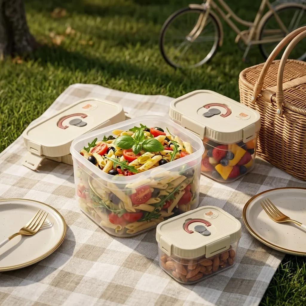 Stackable Food Storage Box Large Capacity Bread Box Fruit Vegetable Storage Container Refrigerator Plastic Fresh-keeping Box