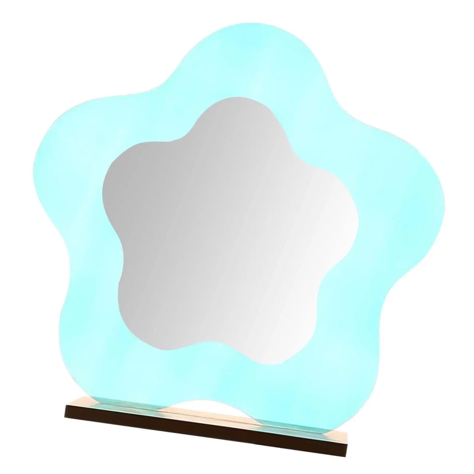 Creative Makeup Mirror Desk Vanity Mirror Decoration W/ Wooden Stand Cosmetic for Bathroom Dresser Photo Prop Photography