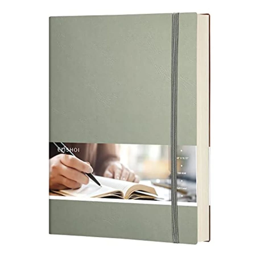 College Ruled Composition Notebook - Large B5 Notebook Lined Journal Leather with Free Sticky Notes, 204 Numbered Pages, 100gsm