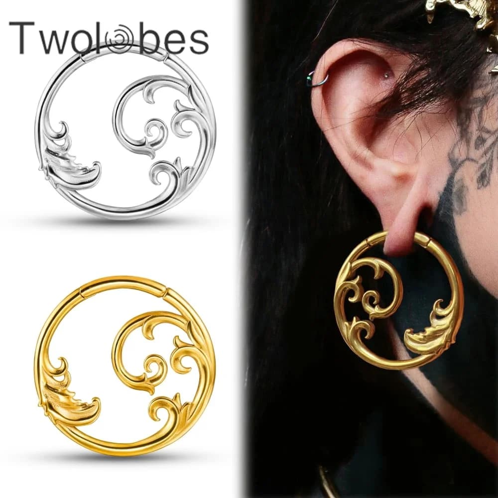 Twolobes 2PCS Cerchio in acciaio inossidabile 316 Graziosi pesi per orecchie Grucce per piercing allungato lobo Orecchini gioielli per il corpo delle donne