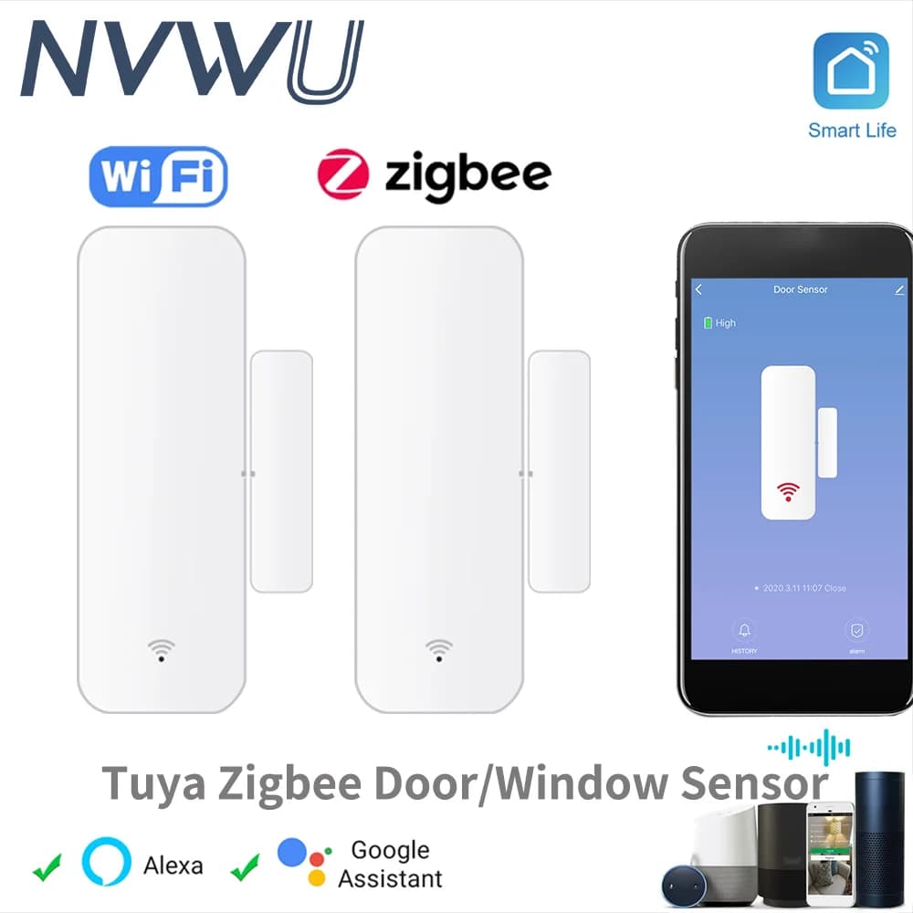 Tuya WiFi Zigbee Sensore porta intelligente Rilevatori porta aperta/chiusa Smart Home Sensore finestra SmartLife Funziona con Google Home Alexa