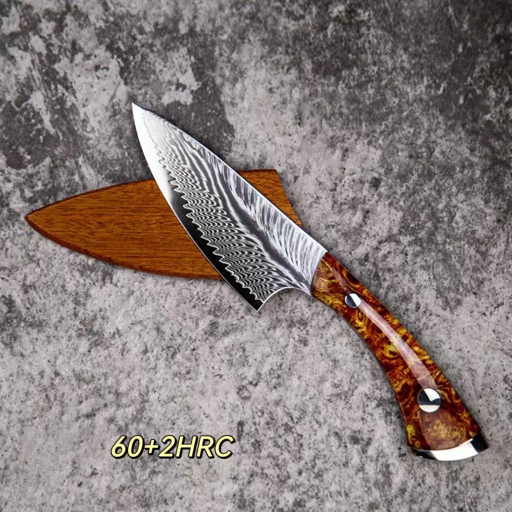 Multipurpose knife 4.3 inch with wooden lid acrylic handle 67 layers damask steel VG10 sliced mannaia knife Barbecue kitchen knife