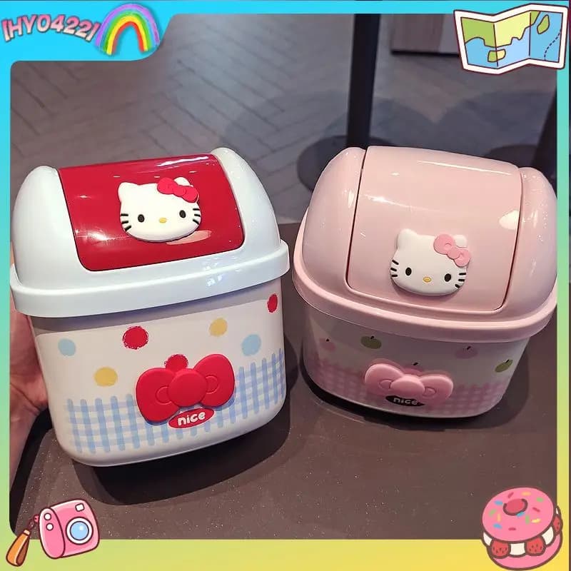 Cestino da scrivania a coperchio ribaltabile con design simpatico a forma di cartone animato, mini contenitore portaoggetti per ufficio e casa, cestino per rifiuti creativo, regalo per bambini