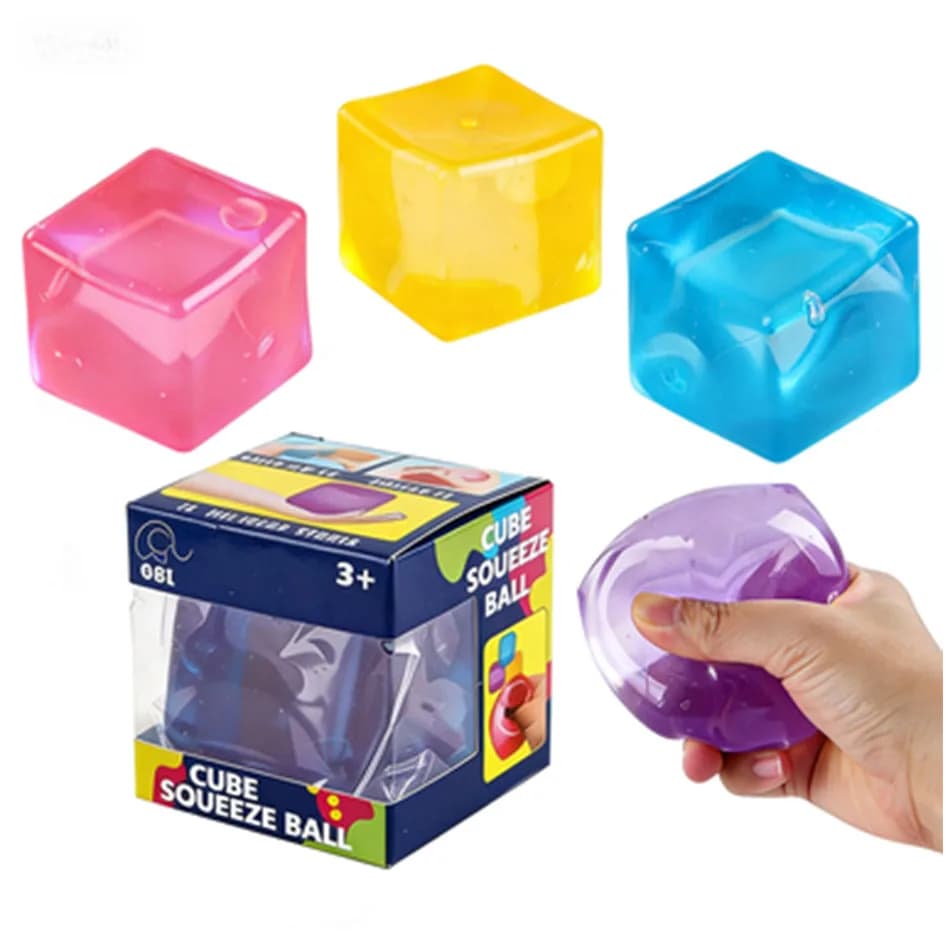 Giocattolo Antistress a Forma di Cubetto di Ghiaccio Morbido, Palla Antistress Quadrata, Giocattolo Sensoriale per Bambini e Adulti, Regalo