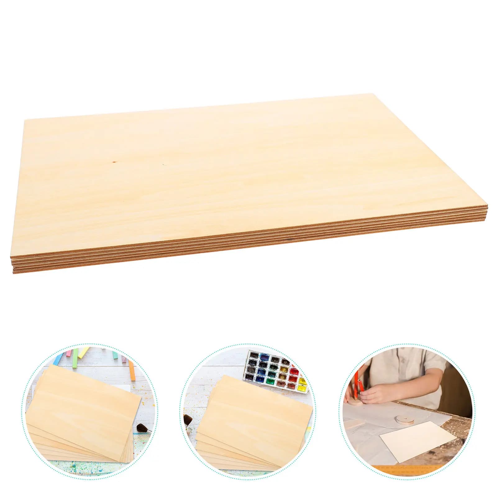 6Pcs Wooden Craft Boards Unfinished Wood Sheets Rectangular Wood Sheets for DIY Painting Carving Cutting Projects Supplies