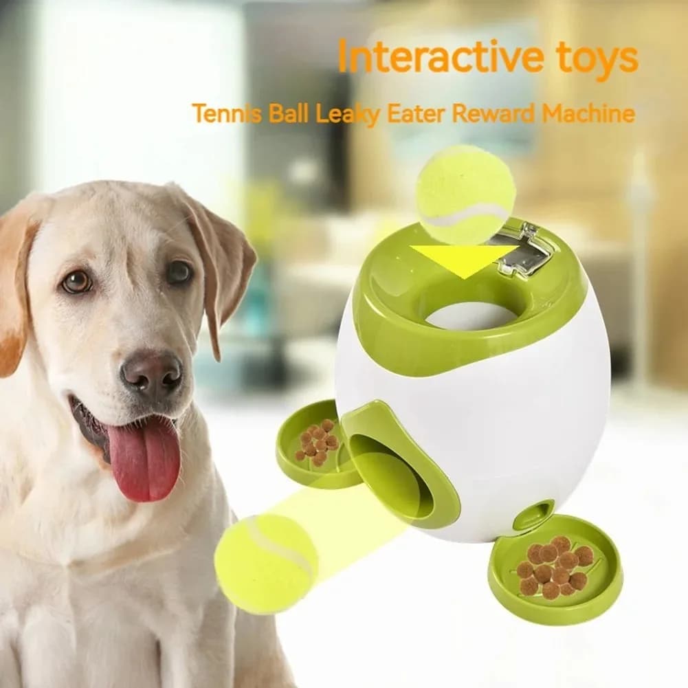 Automatic Dog Ball Launcher,Dog Tennis Food Reward Machine,Interactive Dog Ball Thrower Mental Stimulation Dog Toys with 2 Balls