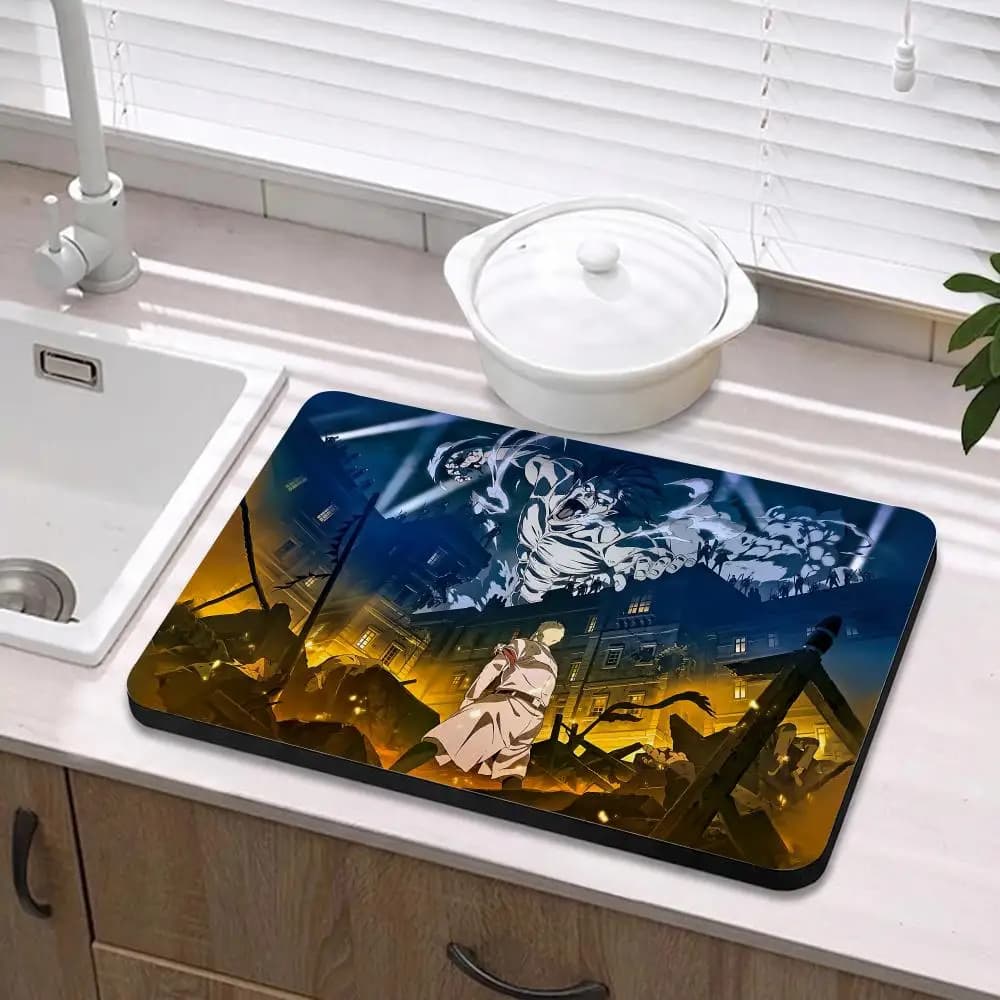 Tappetino Ecologico in Diatomite Antibatterico e Antiodore per Cucina e Bagno, Tema L'Attacco dei Giganti