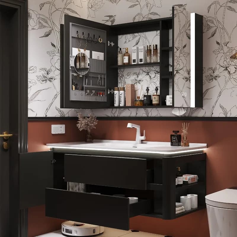 Mirror Drawers Bathroom Cabinet Organizer Paper Modern Luxury Space Saver Partitions Cupboard Toilet Gabinete Hotel Furniture