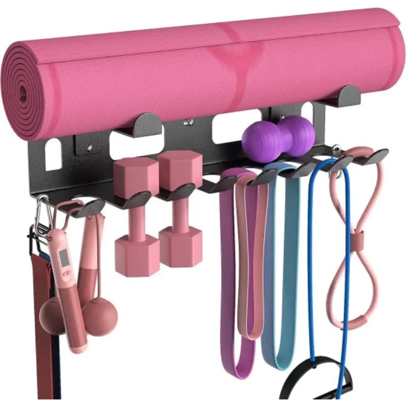 Scaffale portaoggetti per attrezzature fitness, porta fasce di resistenza, scaffale da parete multiuso per palestra, scaffale multifunzionale - Promozione vendite