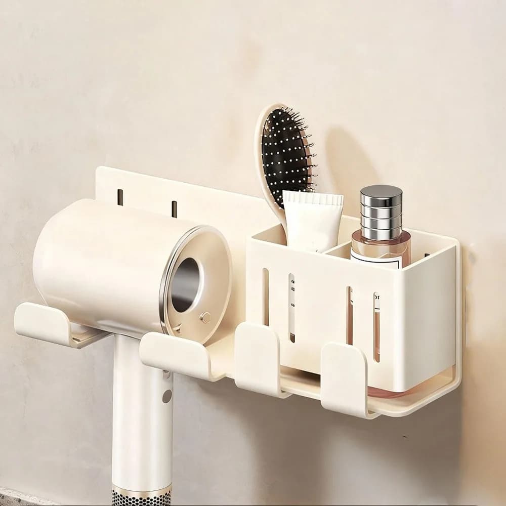 Carbon Steel Hair Dryer with Suction Cup, Holeless Mounting, Space Saving, Removable