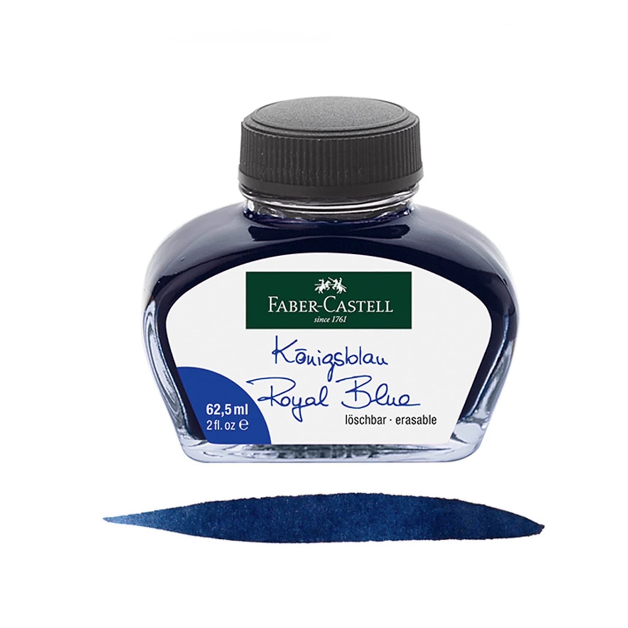 Faber-Castell 30/62.5ML Ink Refill for Fountain Pen – Non-Carbon Black/Blue Ink Bottle Smooth Flow Writing Refill Ink Supply