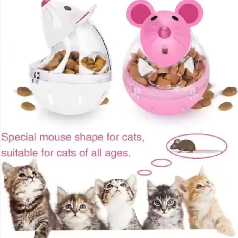 Distributore di Cibo per Gatti a Forma di Topo, Giocattolo Interattivo con Funzione Anti-Fuga, Ciotola Dispenser di Cibo per Gattini e Gatti, Strumento Divertente per l'Addestramento e il Gioco, Accessorio per Animali Domestici