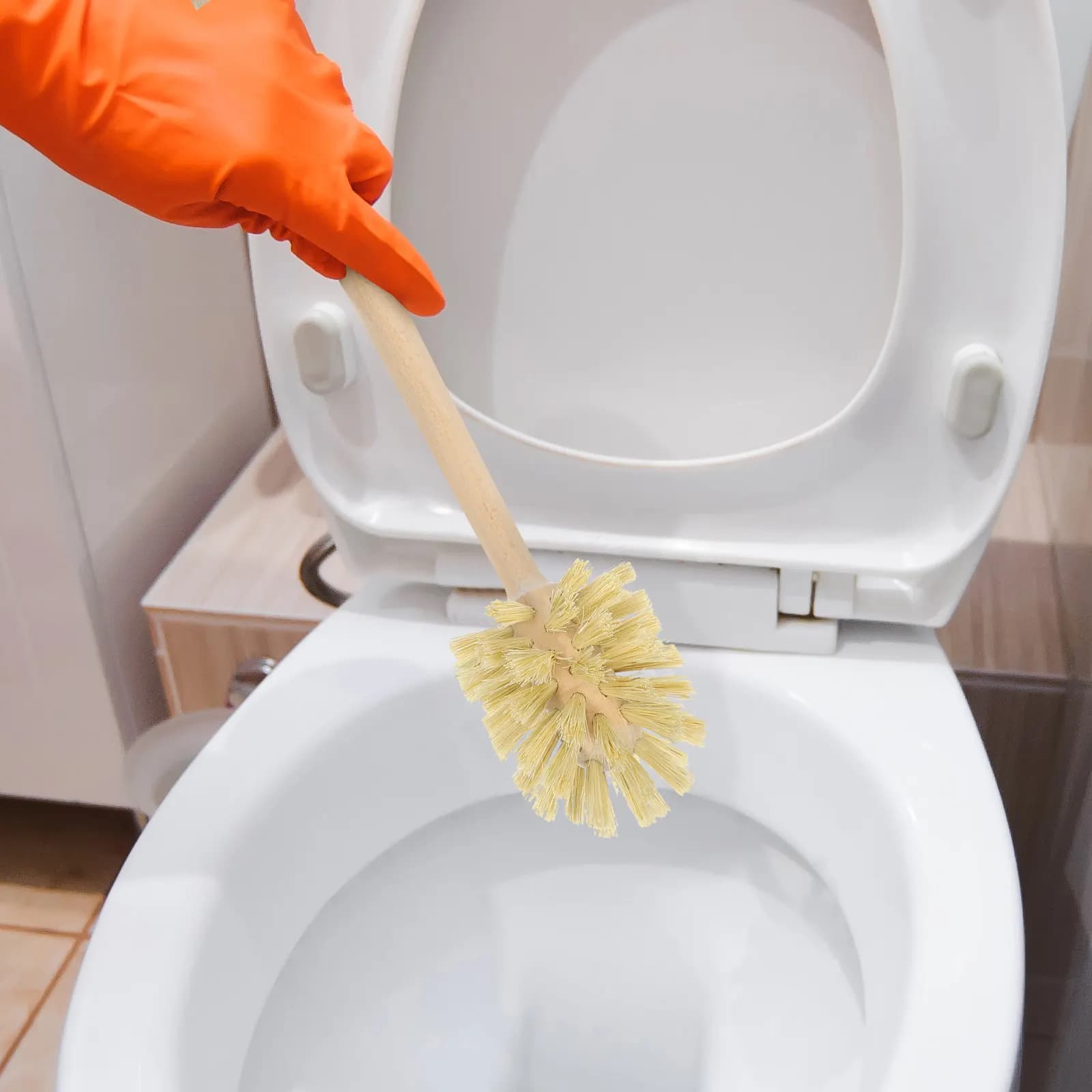 Set di 2 Spazzole per WC in Sisal con Manico in Legno, Spazzola per Pulizia Bagno a Manico Lungo, Scrubber per Pulizia Profonda per Uso Domestico